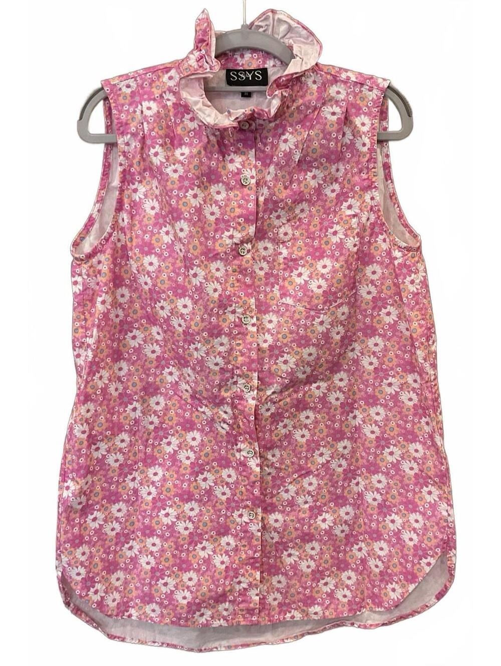 SSYS The Label Womens Pink Floral Button Up Sleeveless Blouse Size M